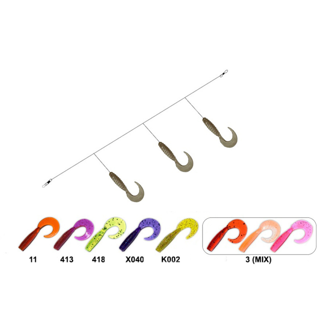 Ahvenarakendus Akara (70 cm, 0,25 mm, 3 hooks No 4, color 11)
